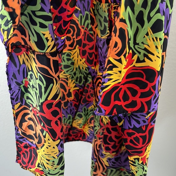 Vintage 80s Papillon by Paula Carbone Floral Handkerchief Slip Dress - Picture 7 of 8